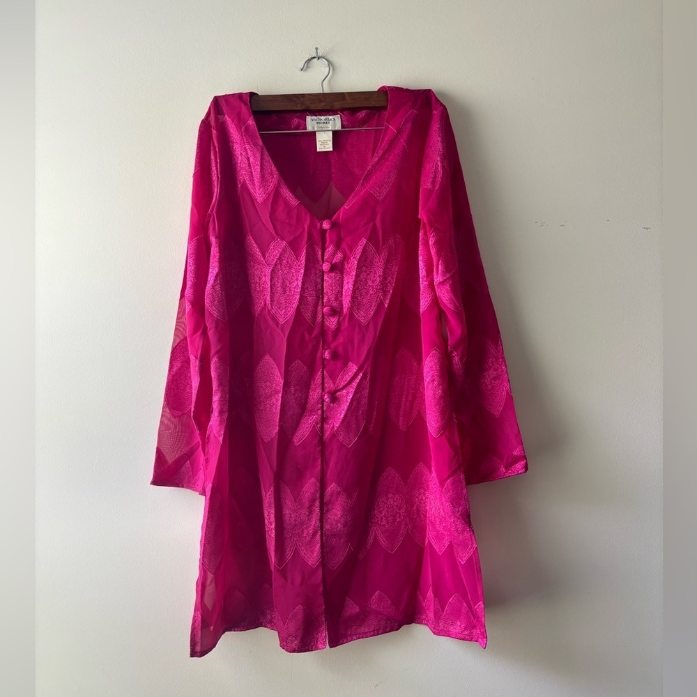 Vintage Victoria Secret long sleeve pink night gown size M